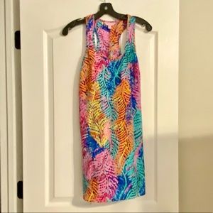 Lilly Pulitzer Betty Silk Racerback Tank Dress Electric Feel XS